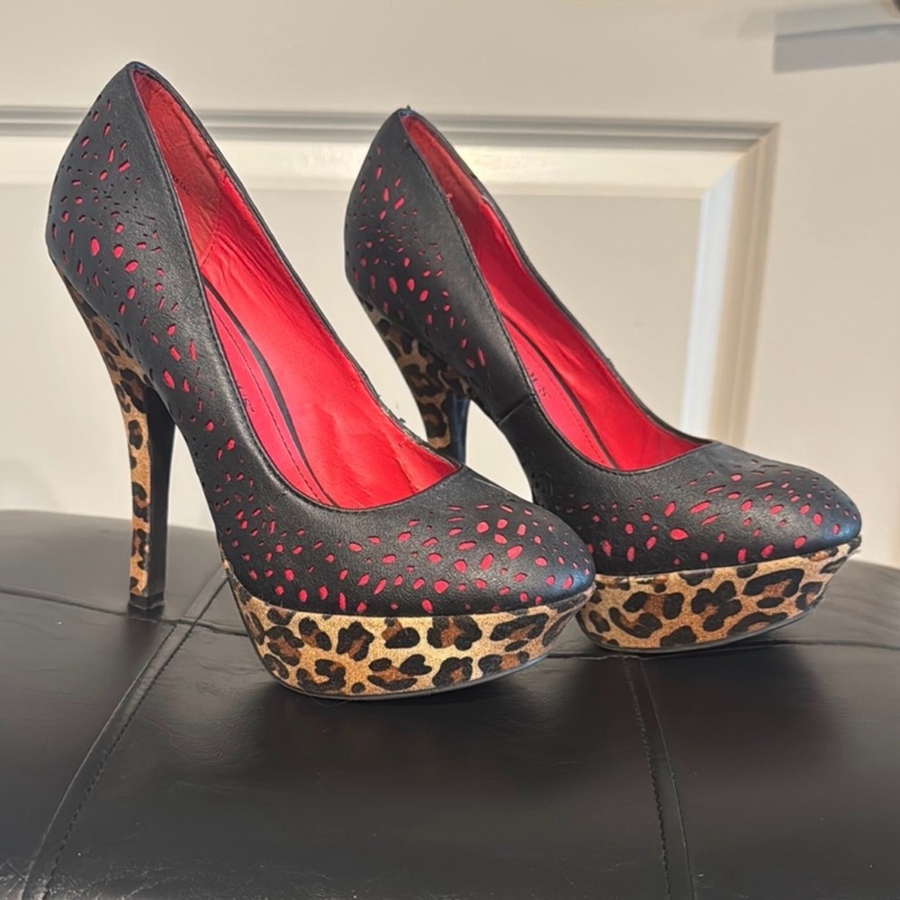 JustFab Limited Edition Leopard Platform Heels